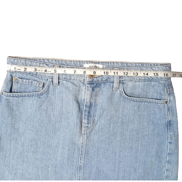 Guess Stella Re-Engineered Asymmetrical frayed hem denim skirt Size 8 - Picture 7 of 10